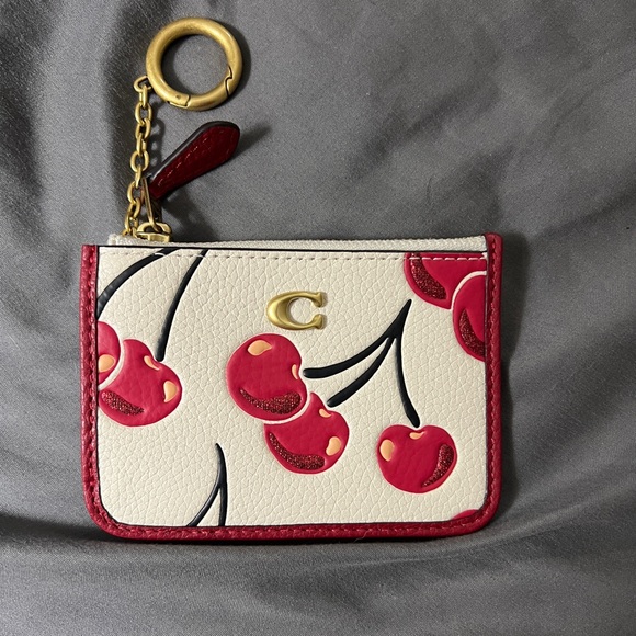 Coach Red and Cream Cherry Card Holder